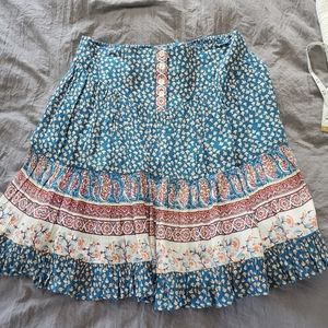 Patrons of Peace Blue and White Mini Skirt